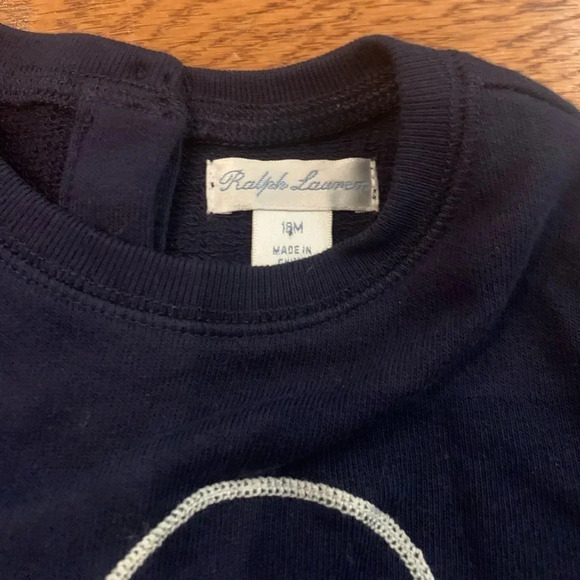 Ralph Lauren Polo Girls Navy Sweatshirt Dress with Heart Logo Size 18M - Picture 3 of 6